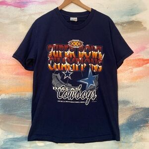 🔥VINTAGE🔥95’Cowboys SuperBowl30 Champs MadeInUSA 100%Cotton SingleStitch Tee.